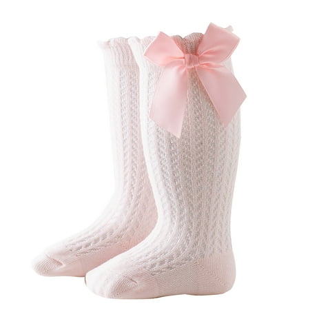 

EHTMSAK Newborn Infant Baby Toddler2 Breathable Bow Socks for Girl Newborn Infant Baby Toddler1 Stockings Cotton Knee High Socks Hot Pink 0-2Y 9
