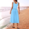 thumbnail image 3 of Women's Sleeveless A-Line Midi Dress with Pockets, Casual Square Neck Fit and Flare Summer Graduation Dress, 3 of 5
