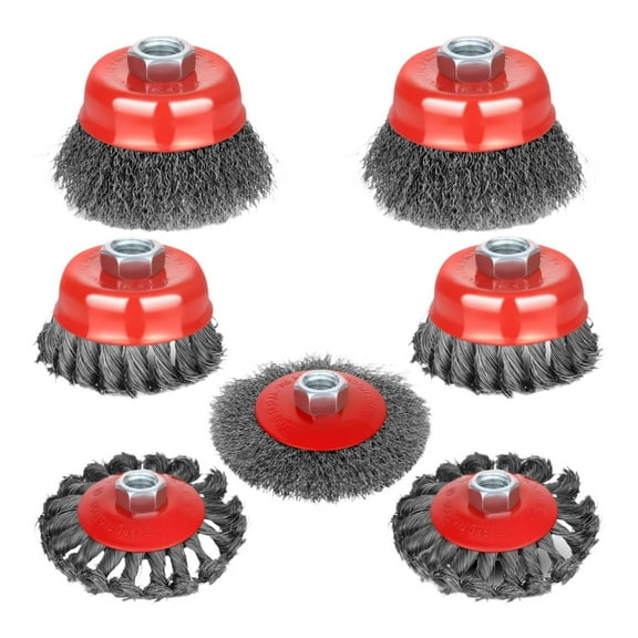yotijay 7Pcs Angle Grinder Wire Wheel Brush Cup Set Multipurpose with Threaded Arbor