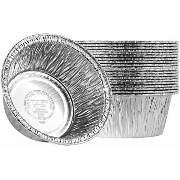 4.5'' Inch Round Tin Foil Pans Disposable Aluminum, Freezer & Oven Safe Pack of 20