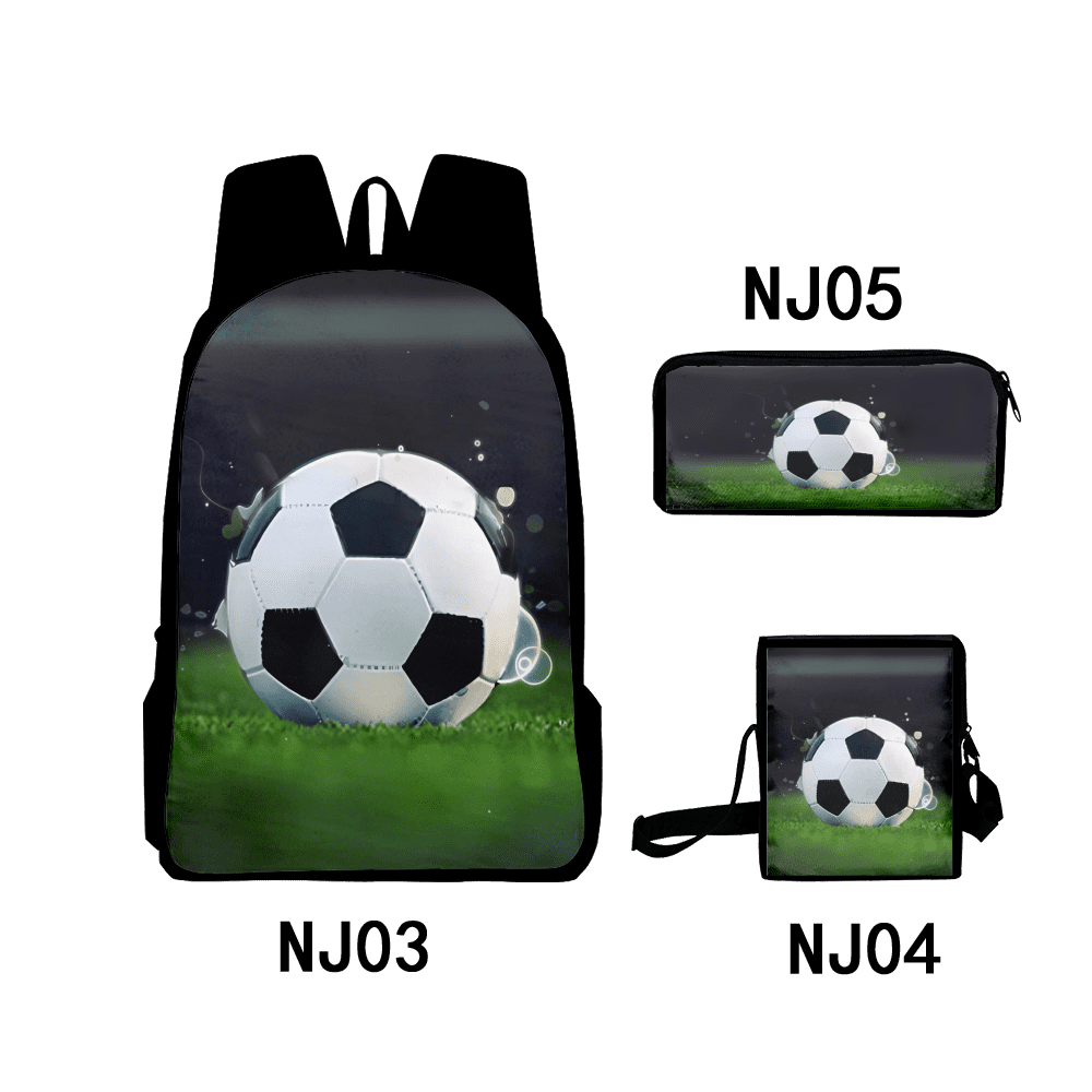Fnyko Backpack 3 Pack Soccer Backpack Unisex 3D Print Large Capacity