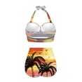 thumbnail image 4 of Renewold Summer Women Swimsuits Tankini Sets Size L Coconut Tree Sea Sunset Bikinis Lightweight Neck-Tied Bathing Suit 2 Pack Tummy Control Push Up Beachwear, 4 of 6
