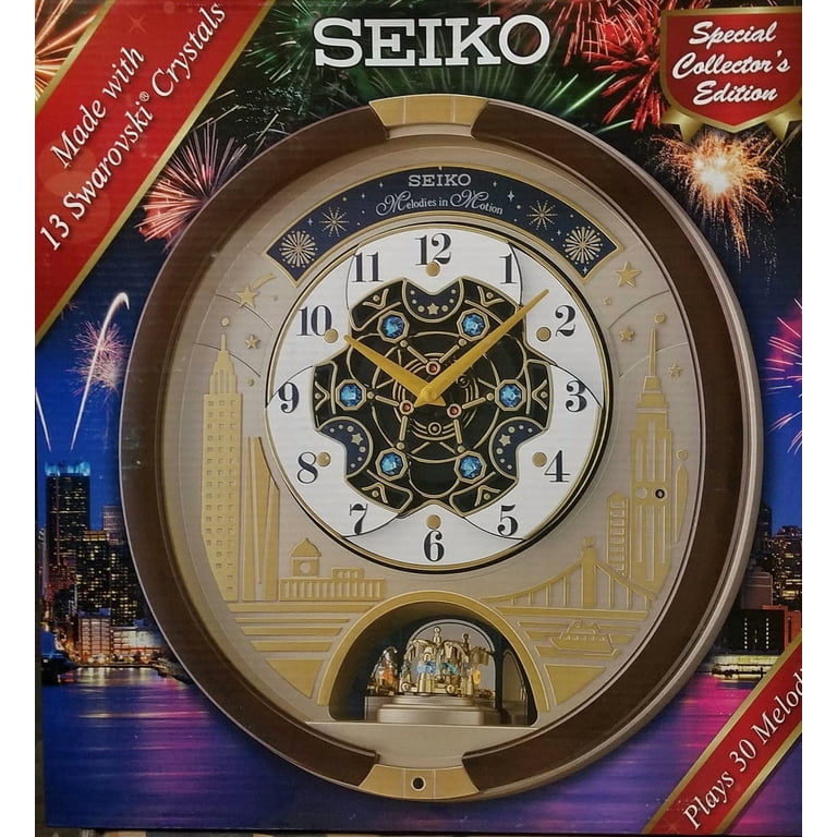 Seiko Quiet Wall Light Melodies in Motion Clock 2019 with 13 Blue