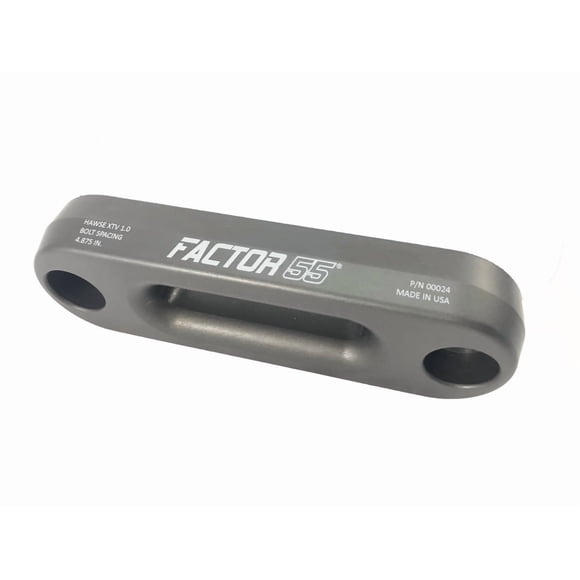 Factor 55 Witch Fairlead 00024 XTV; Style Hawse; pour Utilisation avec Corde Synthétique sur UTVs et ATVs; Motif Boulon 4.875 Pouces; Anodisé; Métal Gris Pistolet; Aluminium Épais 1 Pouce; Sans Quincaillerie