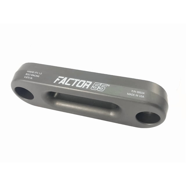 Factor 55 Winch Fairlead 00024 XTV; Hawse Style; For Use With Synthetic Rope On UTVs and ATVs; 4.875 Inch Bolt Pattern; Anodized; Gun Metal Gray; 1 Inch Thick Aluminum; Without Hardware