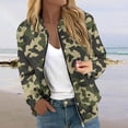thumbnail image 2 of GXIPO Camo Jacket for Women, Women's Winter Bomber Jacket Long Sleeve Stand Collar Zipper Outwear with Pockets Dark Green L, 2 of 5