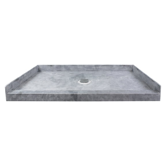 Transolid FTT6034C Ready to Tile 60-in L x 34-in W Shower Base with Center Drain in Dark Grey