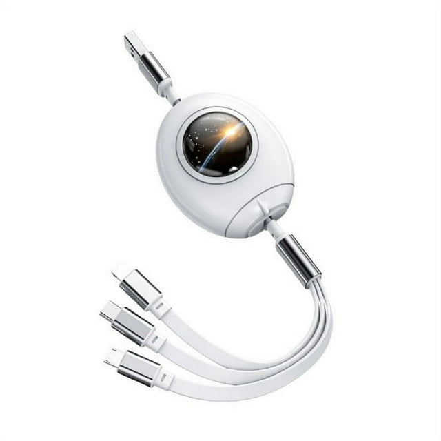 MesaSe Upgraded 3 in 1 USB Cable Portable Fast Charging Cable with Type-C/Micro USB/IOS Port Connector Retractable Cable