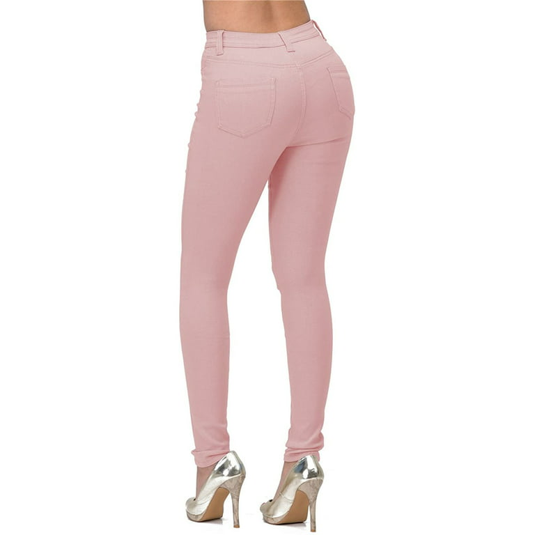 Pgeraug leggings for women Waisted Rise High Pant Stretc For Skinny Jeans  pants for women Pink S 