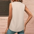 thumbnail image 4 of Otntypg Sleeveless Chiffon Tank Tops for Women Dressy Casual V Neck Tunic Blouses Trendy Solid Color Basic Work Pleated Shirt Beige M, 4 of 9
