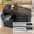 thumbnail image 3 of Double Tilt Out Trash Can Cabinet with Deodorizing Function & Charging Station, 2 x 10 Gallon Hidden Laundry Hamper Cabinet with Storage Drawers, Garbage Can Holder for Kitchen, Bathroom, Black, 3 of 16