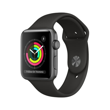 Apple Watch Series 3 (GPS) 42mm Space Gray Aluminum Case with Black Sport Band – Space Gray Aluminum