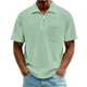 thumbnail image 1 of Blusa y camisa de manga corta con cuello vuelto para hombre, color liso, informal, con solapa, cierre de cremallera en un cuarto y bolsillo en el pecho, camisa de manga corta con solapa, tops para hom, 1 of 4
