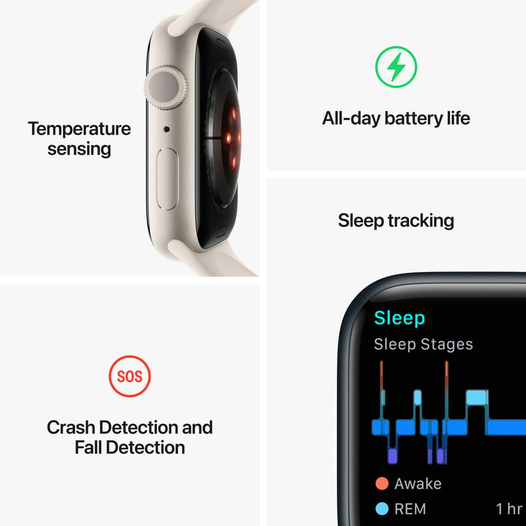  Apple Watch Series 7 [GPS 45mm] Smart Watch w/Midnight Aluminum  Case with Midnight Sport Band. Fitness Tracker, Blood Oxygen & ECG Apps,  Always-On Retina Display, Water Resistant : Electronics
