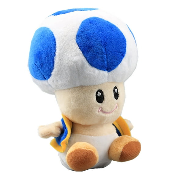 uiuoutoy Super Mario Blue Toad Plush Mushroom Toy 7''