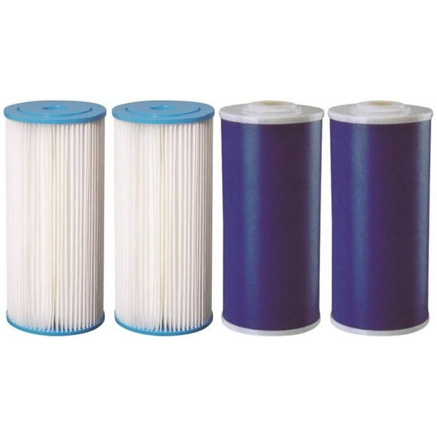 4 Big Blue GAC Granular Carbon & Pleated Sediment 4.5" x 10