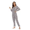 thumbnail image 4 of VOIANLIMO Femmes Print Pyjama une Pièce Col Rond Vêtements de Maison Manches Longues, 4 of 8