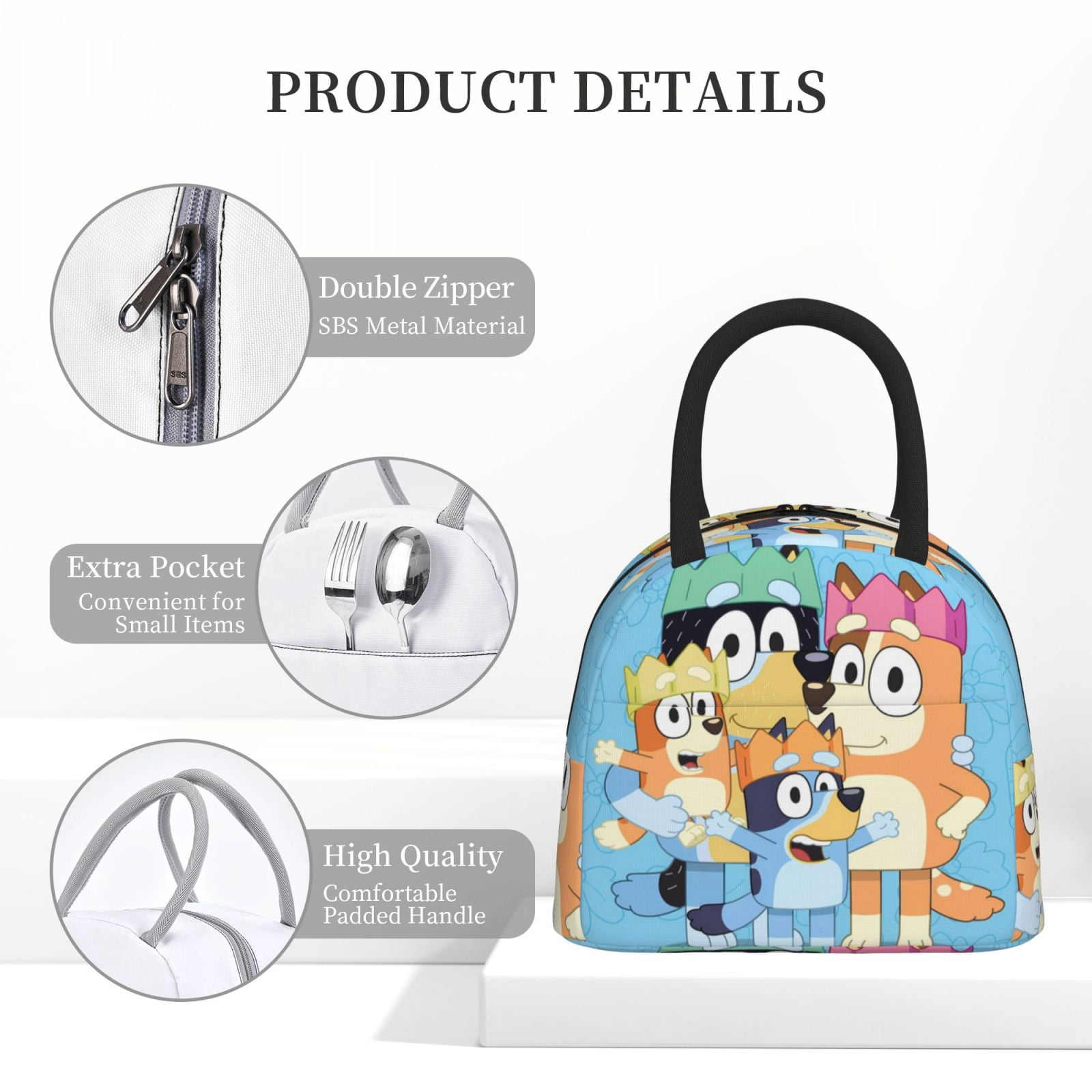 Masiiu Bluey Print Lunch Bag Large Capacity, Insulated Lunch Bag for Work, School, Picnic-One Size