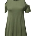 thumbnail image 3 of FashionOutfit Women's Solid Soft Stretch Asymmetrical Cold Shoulter Ruffle Sleeve Top, 3 of 3