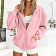 thumbnail image 6 of CHGBMOK Women's Fall Hoodie Jackets Long Sleeve Zip Up Track Jackets Comfy Fleece Lined Sweatshirts with Pockets, 6 of 7