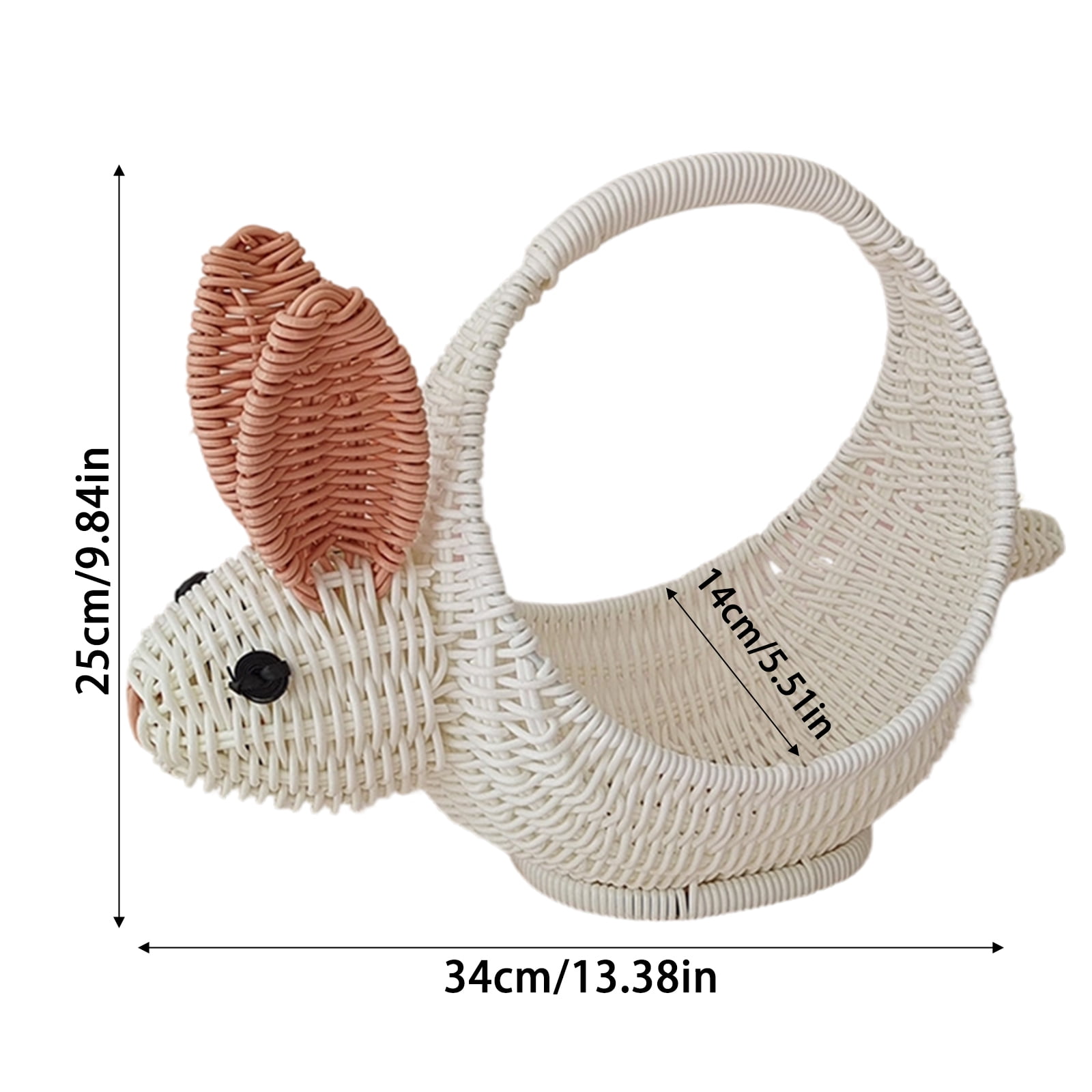 Handwoven Rabbit Ear Basket, Farmhouse Decor Easter Spring Flower Fruit Basket, Home Organization Storage Bin with Handles, Cottagecore Decor, 1*Storage Basket