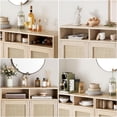 thumbnail image 4 of Bingirl Farmhouse Style: 2-Set Rattan Sideboard Cabinet with 2 Doors and Shelf for Kitchen, Dining Room & Entryway - Handwoven Boho Coffee Bar in Natural Finish, 4 of 7
