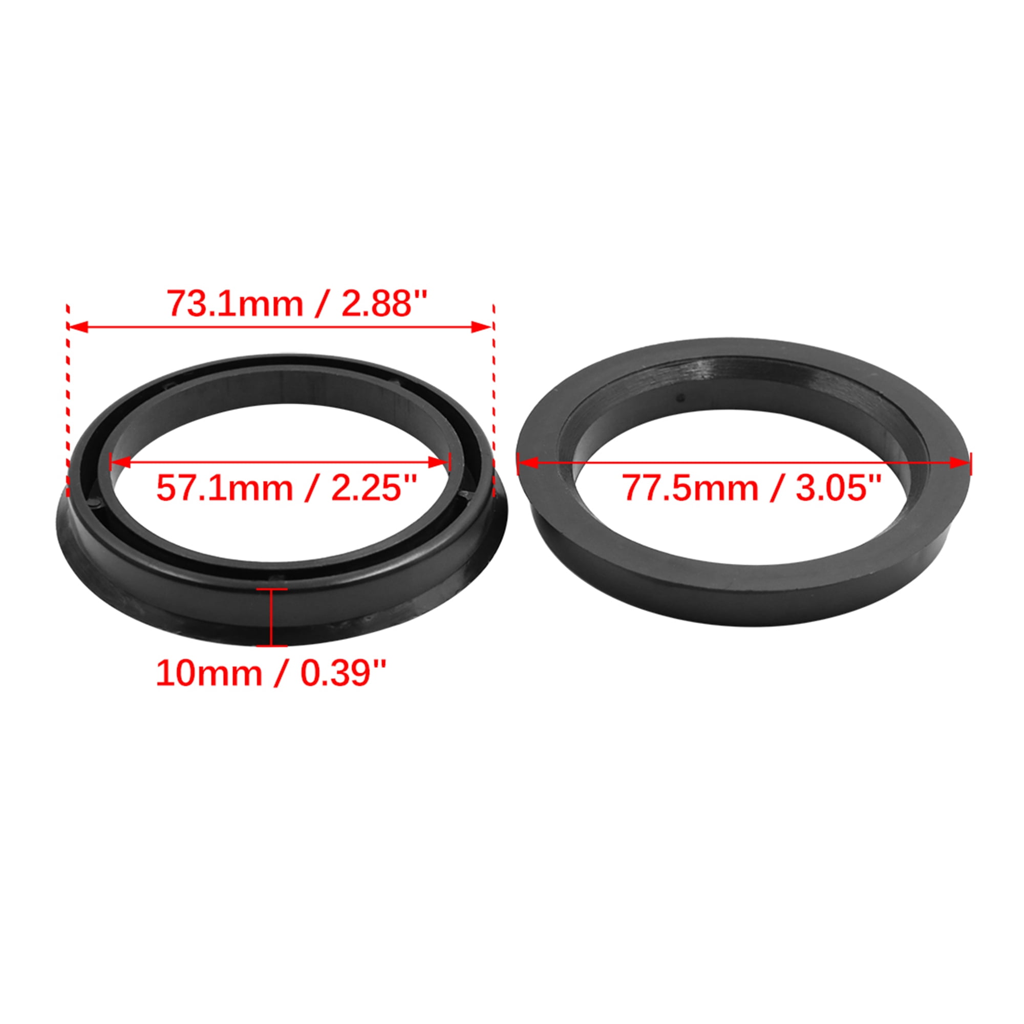 Unique Bargains 4pcs Black Car Hub Centric Rings Wheel Bore Center 73.1 to 57.1mm