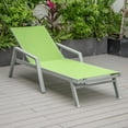 thumbnail image 4 of LeisureMod Marlin Modern Gray Aluminum Outdoor Patio Chaise Lounge Chair With Arms with Square Fire Pit Side Table Perfect for Patio, Lawn, and Garden (Green), 4 of 21