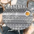 thumbnail image 2 of Grey White Boho Round Tablecloth, Fitted Table Cover with Elastic for 36"-44" Round Tables, Vintage Ethnic Tribe Abstract Art Table Cloth Outdoor Indoor Dinning Party Waterproof Tablecloths, 2 of 7