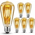 thumbnail image 1 of Bombillas Edison regulables, estilo antiguo vintage ST19 (ST64), bombillas LED de vidrio transparente, equivalentes a incandescentes de 60 W, diseño de lágrima de luz blanca cálida, lámpara LED de, 1 of 5