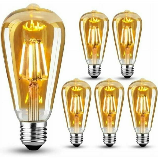 Bombillas Edison regulables, estilo antiguo vintage ST19 (ST64), bombillas LED de vidrio transparente, equivalentes a incandescentes de 60 W, diseño de lágrima de luz blanca cálida, lámpara LED de