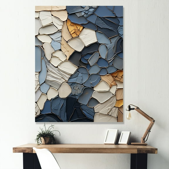 Designart "Tranquil Blue Stone Artwork III" Spiritual Stone Wall Art Living Room