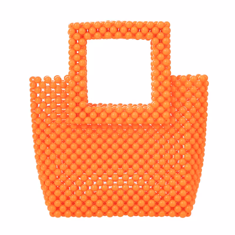 Orange, variant on Women Acrylic Beaded Square Tote Handbag Evening bag for Daily Use Wedding Party