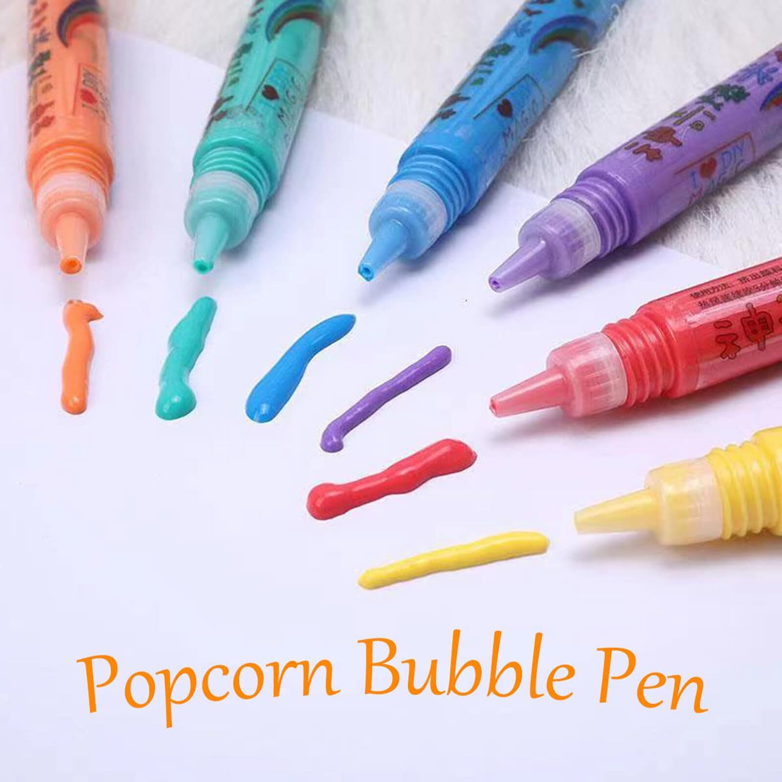 Untica DIY Bubble Popcorn Drawing Pens, Puffy Bubble Pen Puffy 3D Art Safe Pen, Popcorn Pens, Magics Colour DIY Bubble Popcorn Drawing Pens for Kids(1