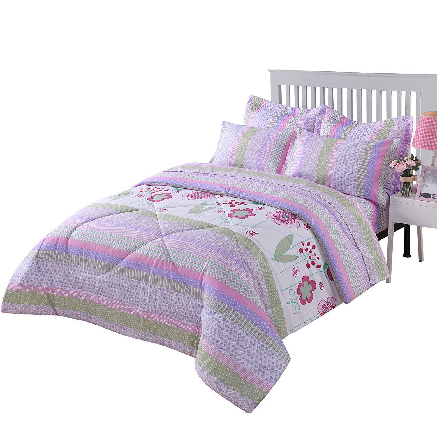 Peace Sign Bedding Set For Girls Comforter Teens Twin Bed In A Bag Floral 5 Pc 