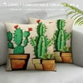 thumbnail image 3 of COMIO  Throw Pillow Covers Vintage Plant Cartoon Green Cactus Cacti Farmhouse Decor Succulent Pot Prickly&nbsp;Pear Cushion Case Two Cactus, 3 of 5