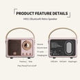 thumbnail image 4 of Altavoz Bluetooth Retro Vintage Decoración Mini Rosa, 4 of 5