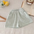 thumbnail image 4 of TOWED22 Girls Boys Plaid Shorts Kids Gingham Elastic Waist Wide Leg Short Pants with Pockets(Green,3-4 Y), 4 of 5