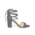 thumbnail image 3 of BLISSFUL STEP Women's Sandals Solid Summer Block Heels Lace up Sandals Gray 8, 3 of 7