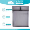 thumbnail image 3 of DREAMCARE - Bed Sheets Set - Queen Size Sheet with Side Pocket - 4pcs Set, 15 inches, Stripe Gray, 3 of 7