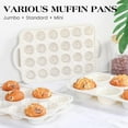 thumbnail image 6 of 2 Pcs Mini Muffin Pans with Metal Reinforced Frame, 24 Cups Nonstick Silicone Cupcake Tray for Baking, Food Grade Small Muffin Molds with Handles (Cream), 6 of 8