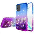 thumbnail image 2 of For Samsung Galaxy Note 20 Ultra Case w/[Temper Glass] Cute Glitter Liquid Quicksand Floating Sparkle Bling Girls Women - Purple/Blue, 2 of 5