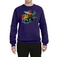 thumbnail image 2 of Wild Bobby, Colorful Rainbow Moose Head Wildlife Animal Lover Unisex Crewneck Graphic Sweatshirt, Purple, Medium, 2 of 3