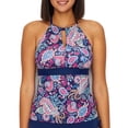 thumbnail image 1 of 24th & Ocean Paisley Lane High Neck Wire-Free Tankini Top, 1 of 2