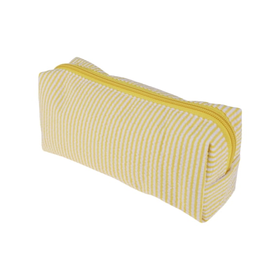 Unique Bargains 1 Pc Lady Portable Rectangle Makeup Bag for Vacation Yellow Polyester