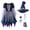 Multicolor, variant on Kids Witch Costume Set, Sequin Tulle Star Galaxy Girls Witch Dress with Wizard Hat Wand and Candy Bag, Halloween Cosplay Outfit for Child Halloween Party Dress‑Up