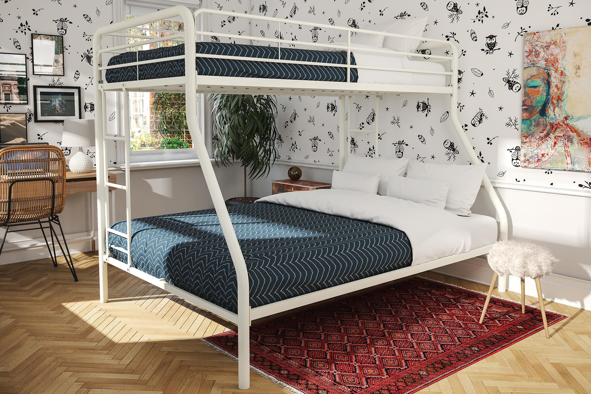DHP Twin Over Full Metal Bunk Bed with Mattress, Multiple Colors