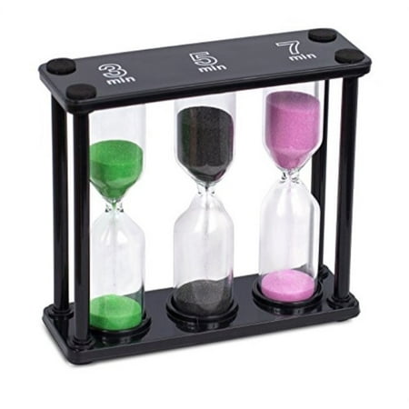 Internets Best Sand Timer | 3, 5, and 7 Minutes | Colorful Hourglass Sand Clock Timers Kitchen | 3 in 1 | Small | Green