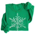 thumbnail image 5 of Christmas Crewneck Sweatshirts for Women Cute Snowflakes Graphic Printed Hoodless Top X-Mas Holiday Festival Long Sleeve Pullover Tops Casual Workout Outfits Green S, 5 of 5