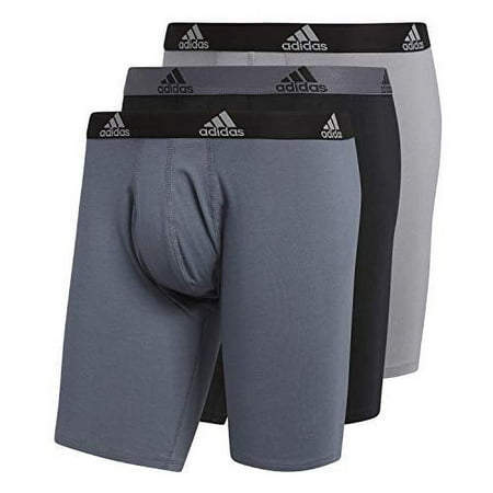 adidas Men's Stretch Cotton Midway Underwear (3-Pack), Onix/Black Black/Onix Grey/Black, SMALL